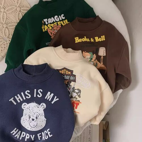 儿童冬季韩版卡通加绒加厚卫衣