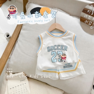 男女宝宝洋气无袖 五折专区 两件套 套装 足球背心短裤 儿童夏季 薄款