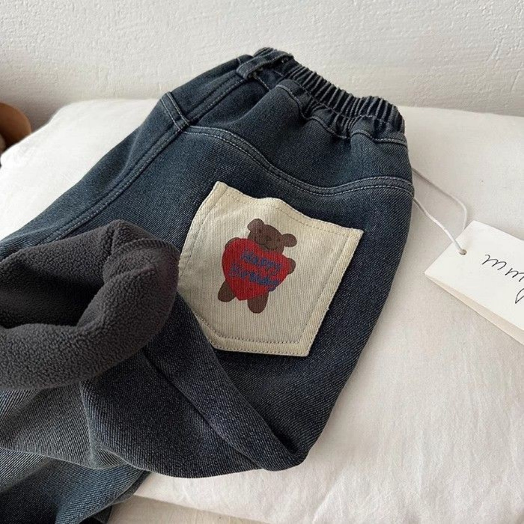 儿童秋冬新款加绒牛仔3裤男女童宝宝一体2绒裤子儿童韩版休闲长裤