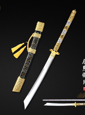神炉刀剑 康熙宝刀t10烧刃花纹钢一体长刀龙泉市宝剑冷兵器未开刃