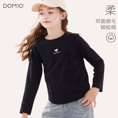 多妙屋圆领女童长袖T恤打底衫