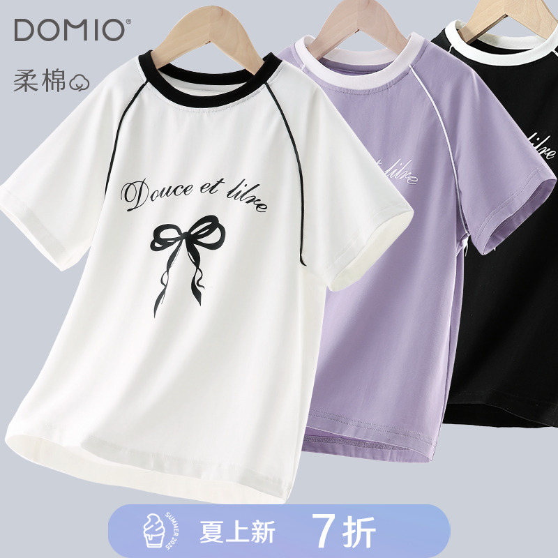 多妙屋女童短袖T恤夏季薄款上衣