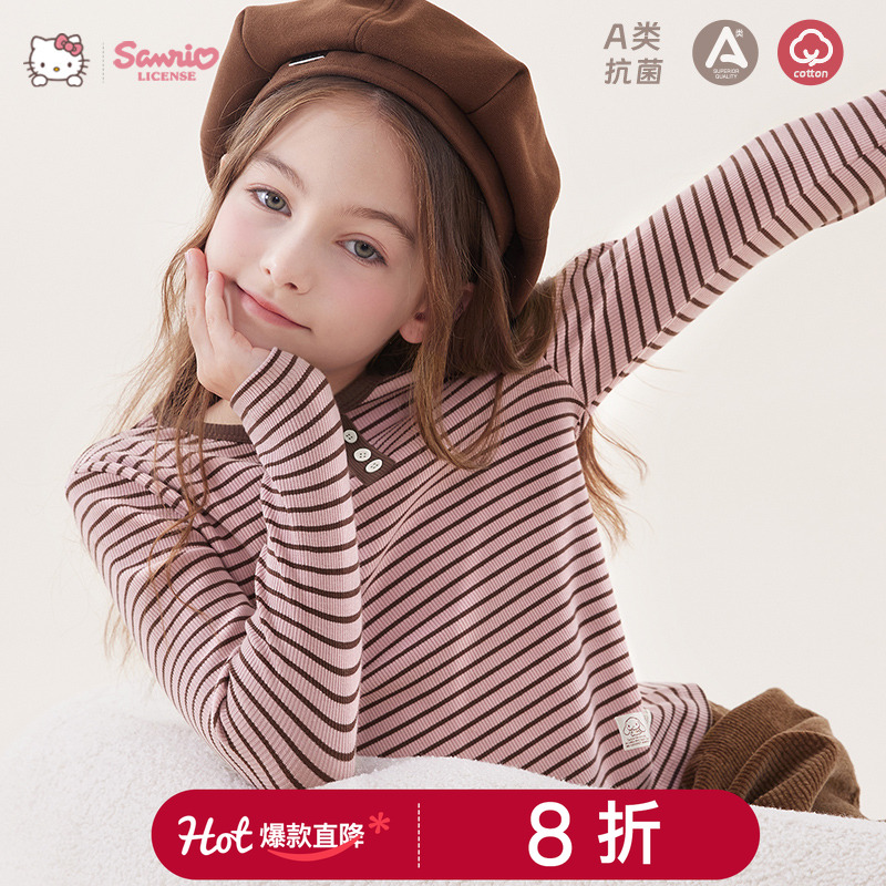 KT玉桂狗女童长袖T恤打底衫圆领