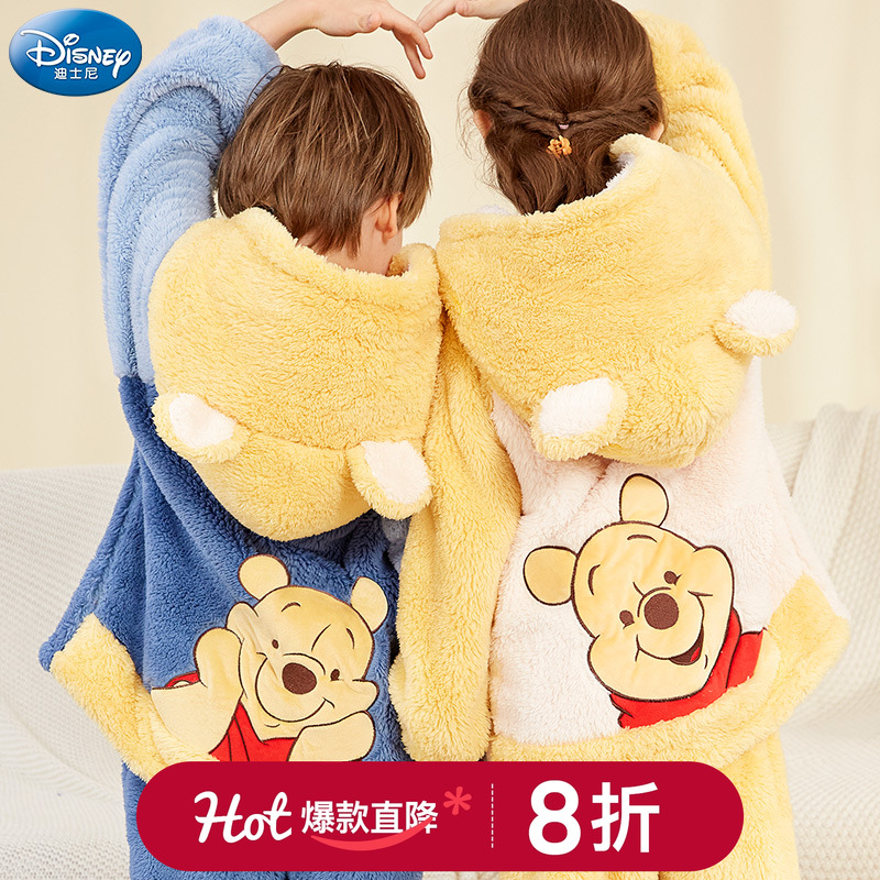 迪士尼儿童睡衣套装珊瑚绒男女童