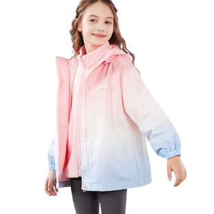 女童冲锋衣款外套儿童秋冬装新款羽绒服大童三合一户外防风衣