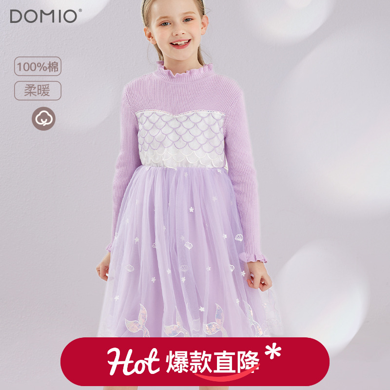 女童连衣裙秋冬装新款针织打底毛衣裙宝宝洋气冬季裙子加绒保暖厚