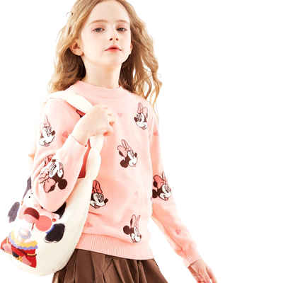 迪士尼春秋季女童毛衣纯棉针织衫