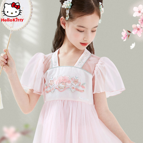 凯蒂猫女童国风裙夏季公主裙