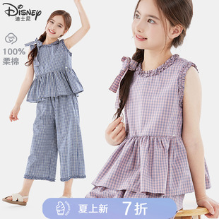 女童套装夏季纯棉儿童上衣裤子两件套2026新款大童洋气小香风夏装