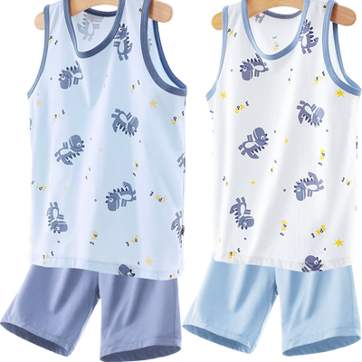 多妙屋男童夏季抗菌家居服套装