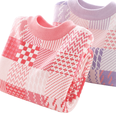 多妙屋女童秋冬纯棉洋气双层毛衣