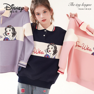 迪士尼女童卫衣青少年春秋新款 大童洋气儿童上衣女孩加厚衣服童装