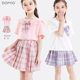 儿童夏季 新款 女孩洋气夏装 女童JK套装 大童短袖 T恤2件套裙子薄