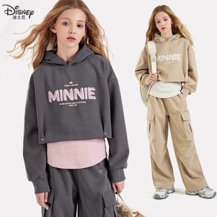 女童运动套装春秋装新款儿童连帽卫衣工装长裤长袖打底衫三件套