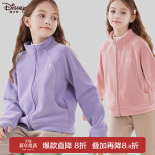 女童外套秋冬季新款儿童棒球服中大童摇粒绒上衣加绒加厚开衫冬装