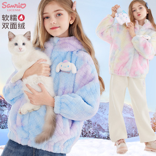 玉桂狗女童休闲加绒外套
