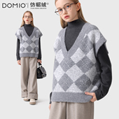 女童针织马甲仿貂绒秋冬新款 儿童毛衣大童背心青少年上衣女孩童装