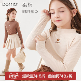 女童打底衫秋冬新款儿童长袖T恤大童半高领保暖秋衣加绒内搭童装