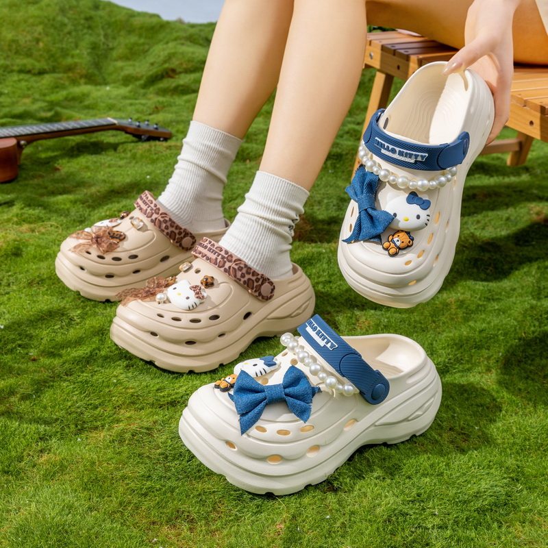 凯蒂猫洞洞鞋女款2026年夏新款厚底防滑凉拖鞋凉拖鞋库洛米沙滩鞋