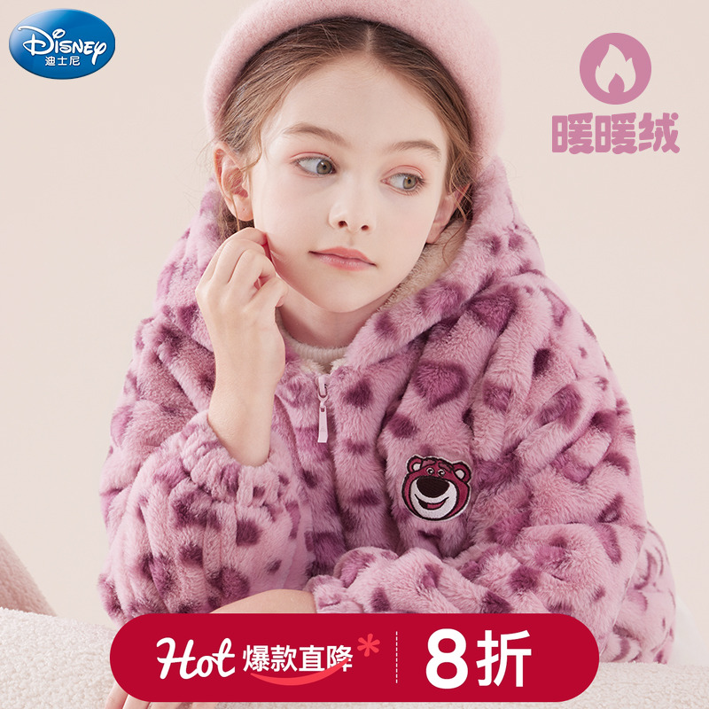 迪士尼草莓熊外套加绒加厚仿兔毛
