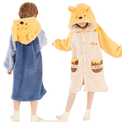 迪士尼珊瑚绒睡袍法兰绒睡衣加绒