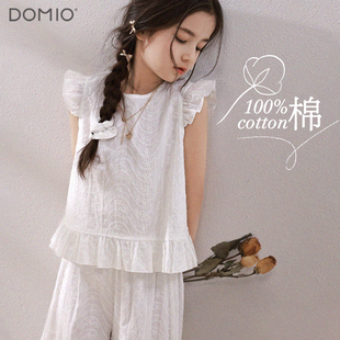 多妙屋女童套装2026夏季新款青少年短袖T恤短裤两件套亲子套装