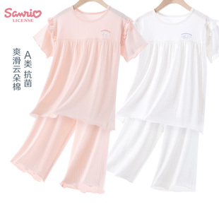 女童睡衣夏季2026新款儿童短袖短裤薄款套装中大童女孩空调家居服
