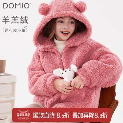 多妙屋加绒加厚秋冬女童连帽外套