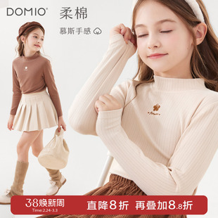 女童打底衫秋冬新款儿童长袖T恤大童半高领保暖秋衣加绒内搭童装