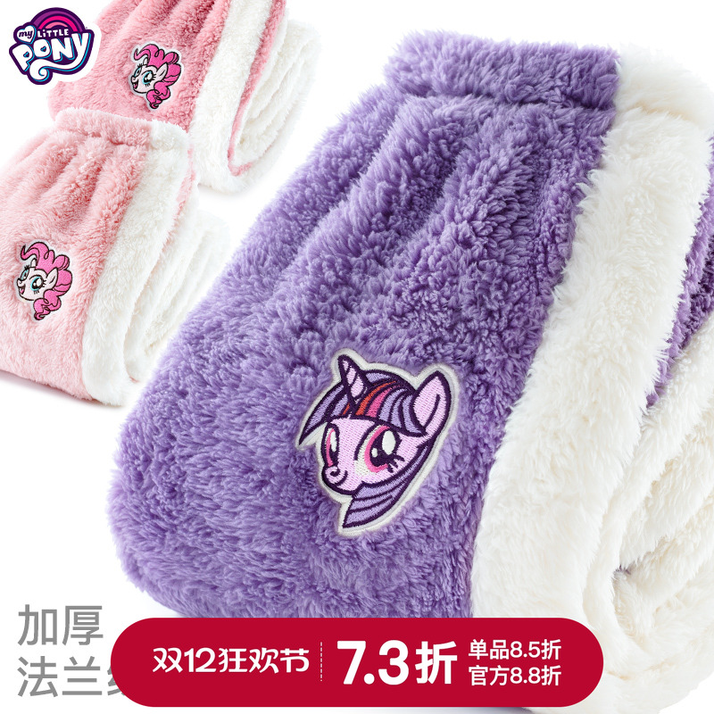 多妙屋女童秋冬加绒加厚睡裤