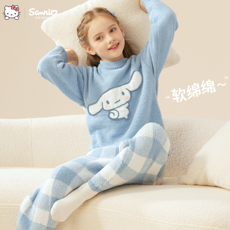 玉桂狗半边绒女童睡衣冬季保暖