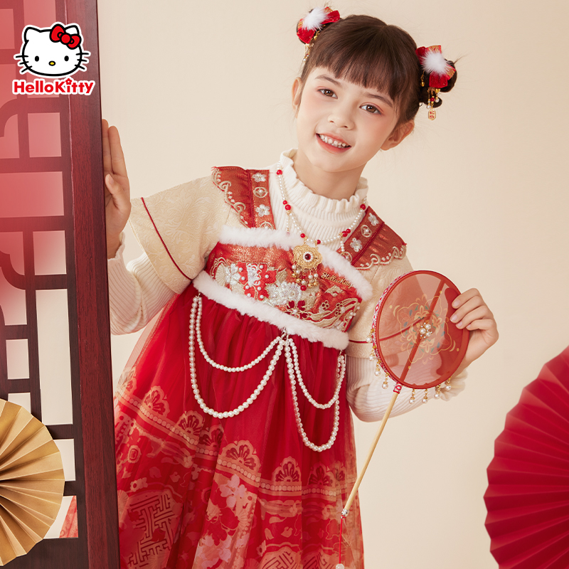 helloKitty女童拜年服马面裙