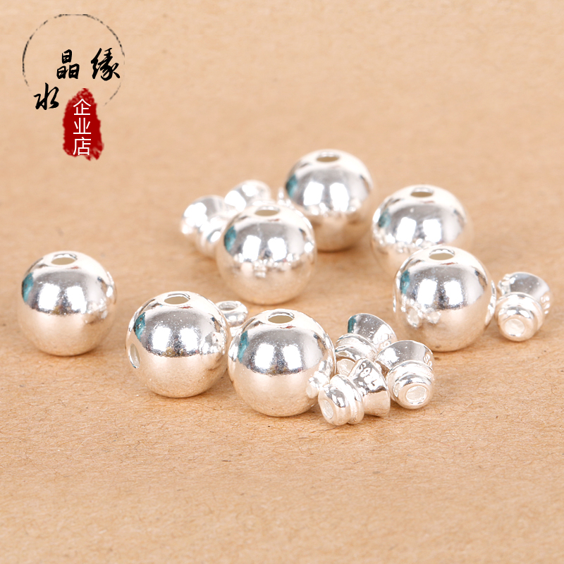 diy配件S925纯银三通佛头佛塔手链项链佛珠饰品配饰108颗佛珠手链