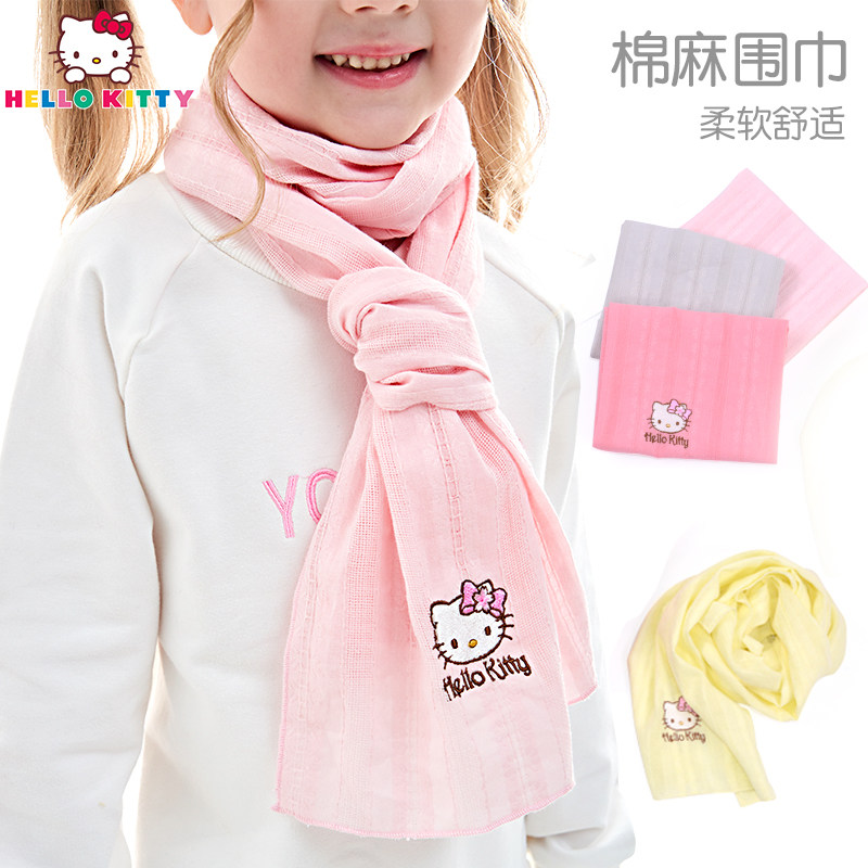 HelloKitty女童围巾纯棉春秋薄款宝宝丝巾保暖可爱小孩儿童纱巾|ruв категории Детская одежда, шляпа/шарф/маска/перчатки/наушники/ноги рукав, шарф - от Buy2taobao.com для оказания профессиональной услуги покупки агента Taobao