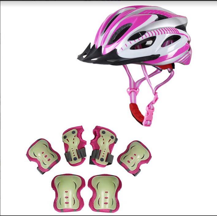 轮滑头盔护具组合小孩子溜冰鞋防护头盔儿童运动滑冰护具可调头盔