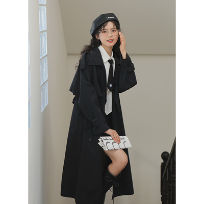 taobao agent Retro jacket, black autumn trench coat, 2023 collection, British style, Korean style