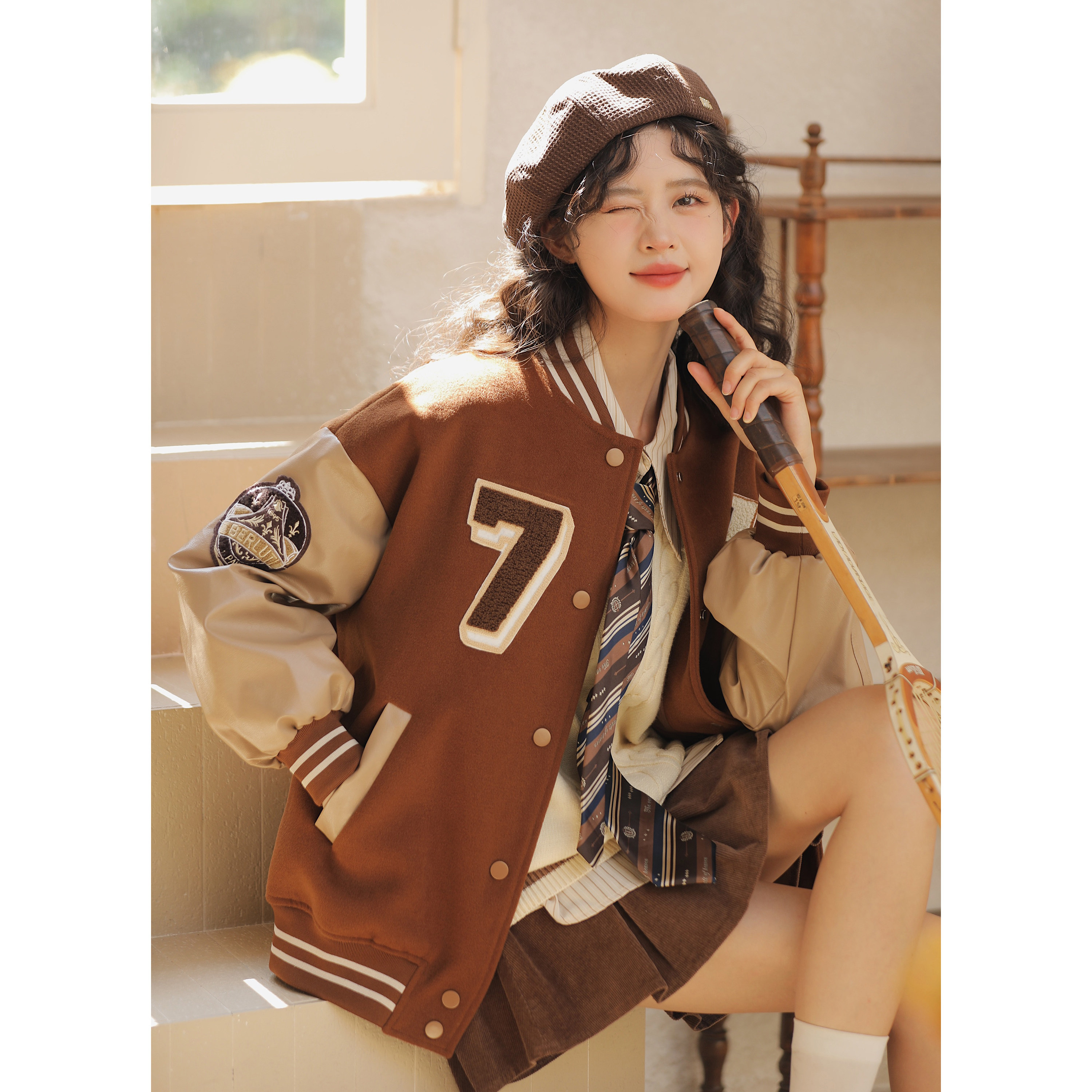 玲玖2022年新款寬松bf情侶休閑毛呢外套夾克美式刺繡拼接棒球服女在類目 女裝/女士精品, 短外套中 - 來自Buy2taobao.com提供專業的淘寶代購服務