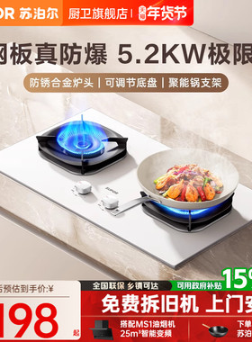 苏泊尔MB57W白色燃气灶煤气灶家用双灶嵌入式天然气液化气炉灶台