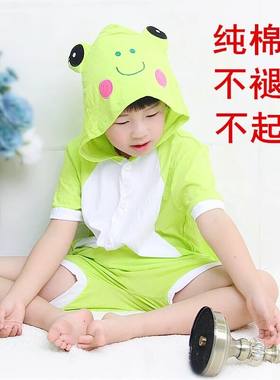 绿色青蛙睡衣儿童夏纯棉派对动物cos服女童小跳蛙舞蹈服短袖亲子4