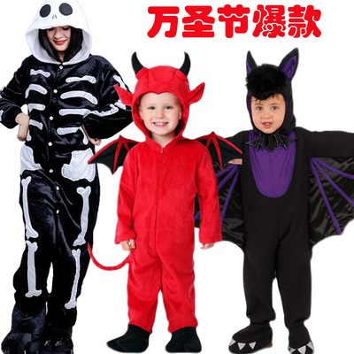 跨境万圣节儿童搞怪服装吸血鬼蝙蝠cos服骷髅头鬼白骨精角色扮演4