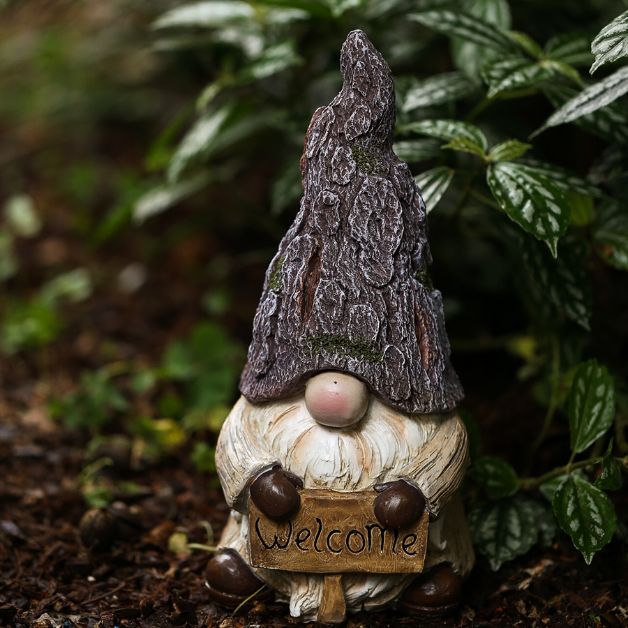 乡村复古做旧杂货露台树脂园艺摆件花园可爱萌精灵 welcome地精