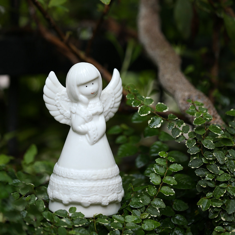 陶瓷杂货浪漫户外庭院摆件小精灵花仙子园艺家居装饰品 白裙天使