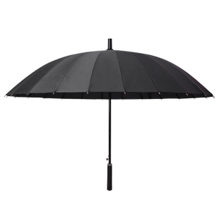24骨自动雨伞双层暴雨专用伞黑色超大男长柄直杆定制logo大号大伞