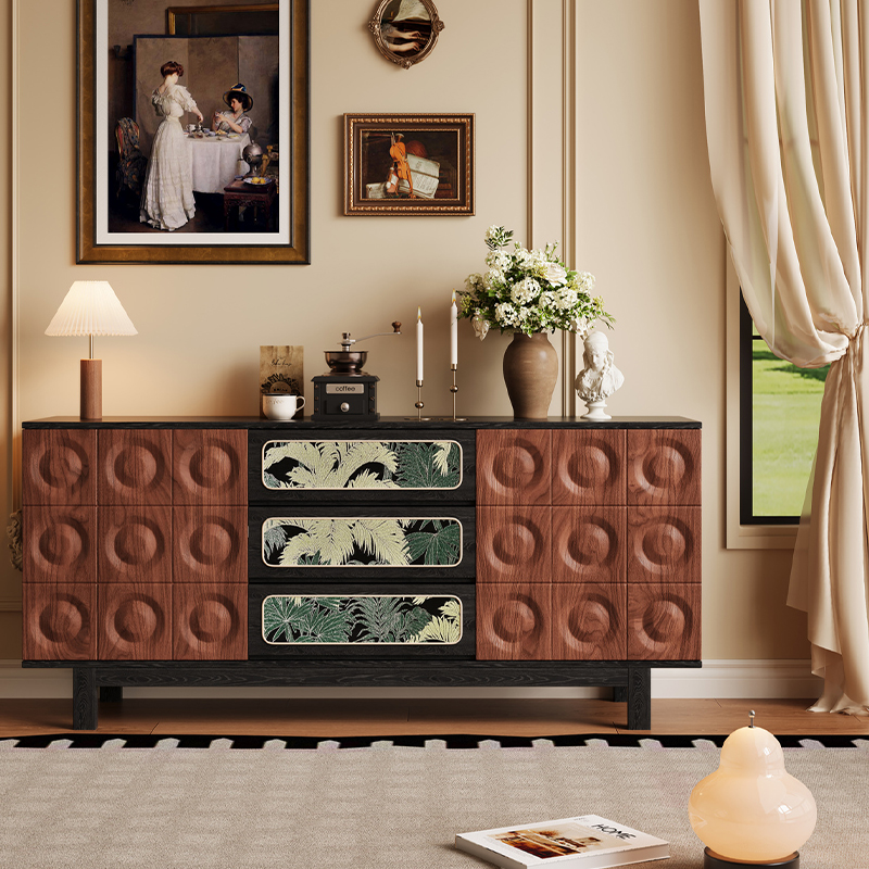 法式复古繁花白蜡木餐边柜家用