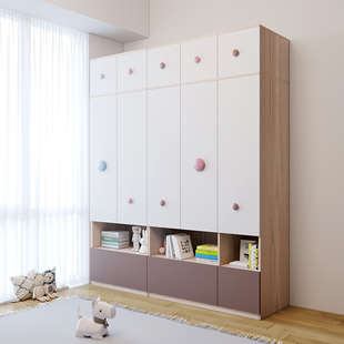 可比熊实木儿童衣柜定制卧室家用简易组装 衣橱组合收纳柜宝宝现代