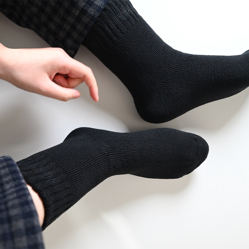 加厚女士棉线黑袜居家保暖地板袜