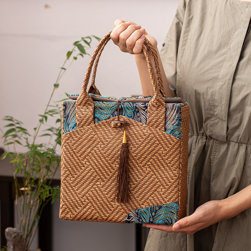 普洱茶饼包装盒空盒中式藤编布包福鼎白茶饼357g单双茶饼盒收纳盒,餐饮具,茶叶罐,淘宝优惠券,粉丝福利购,淘宝优惠卷