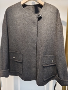 专柜正品Y78815原创设计洋气无领百搭短款双面羊绒大衣2025新冬女