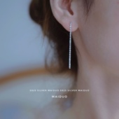 气质亮闪闪温柔耳线s925纯银耳钉女波纹长款 温柔甜美养耳时尚 日韩