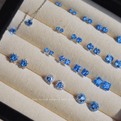 通体s925纯银耳钉女简约养耳闪钻气质高级显白独特轻奢 那蓝天